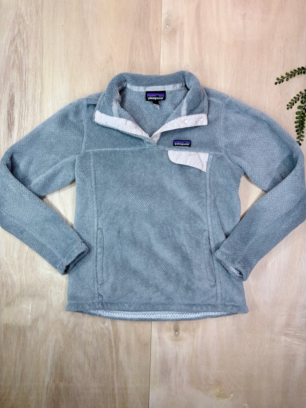 Patagonia Re-Tool Snap-T Pullover Fleece Gray White Medium Polartec